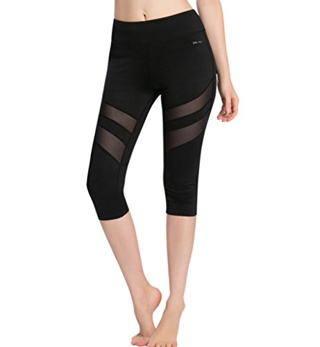 Lorata Femme Leggings Court 1/2 Sport Yoga Danse Fitness Gym Noir