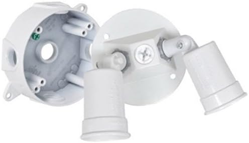 Master Electrician LCR23N-W Round Double Floodlight Holder Kit Contains Round Box Cover and Accessories Uses 75-watt or 150-watt