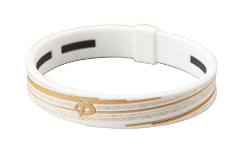 Phiten Slashline Titanium Bracelet, Blanc/doré, 17 cm (17 cm)