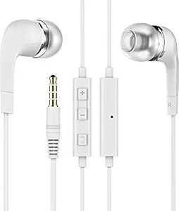 Shopnet Earphone For Samsung Galaxy S5 LTE-A G906S In- Ear Headphone | Earphones | Headphone| Handsfree | Headset | Universal Headphone | Wired With Mic | Listen Music With 3.5mm Jack | Calling Function | Volume Cntrol Function | Microphone| Bass Bost Sound | Round Wired Earphone| Original Universal Earphone like Performance Best High Quality Sound Earphones With All Andriod Smartphone - White