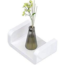 KUNGYO Plastique Blanc Wall Mount Étagères de salle de bain, ventouse Etagères murales Flottante en Forme de U Fournitures de Douche (Petite)