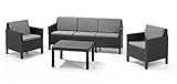 Allibert by Keter Chicago 5 Seater Rattan Lounge Set Outdoor Garden Furniture - Graphite with Grey Cushion (Garden &amp; Outdoors)