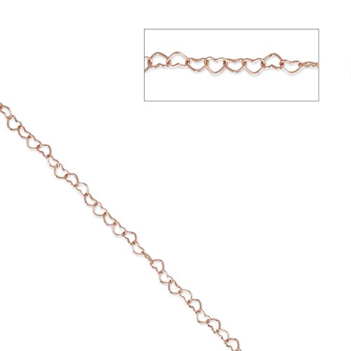 925 Sterling Silver Chain Heart links 4.5 mm - 18 carat Rose Gold Plated x50cm