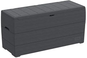 Ezooza Baule da Esterno in PVC Duramax 116,5 x 45 x 56 cm da 270 Litri Colore Grigio, Resistente alle intemperie e Senza Manutenzione