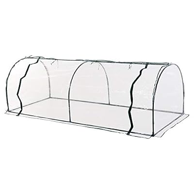 Homcom Serre de Jardin Tunnel Serre à tomates 2,5L x 1l x 0,8H m Grande Porte zippée bâche PVC Transparent métal époxy Vert