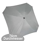 Protección UV50 + Babys-Dreams - Sombrilla para cochecito (rectangular, diámetro: 74 cm, protección UV 50+) gris claro