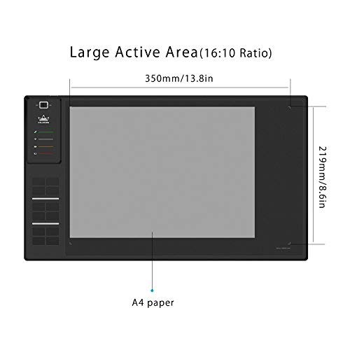 HUION WH1409 13.8 x 8.6 Pulgadas Wireless Graphics Drawing Pen Tablet + Accesorios, Compatible con Mac y Windows