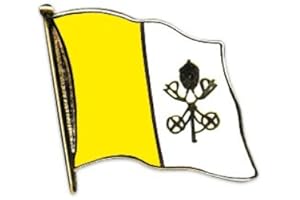 Buddel-Bini Versand Vatikan Flaggenpin - Weiß, Klassisch, Metall, Clip, Anstecknadel