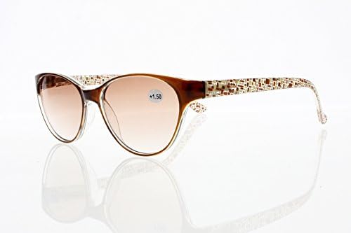 Multi-Color Ladies Cat Eye Frame Tinted Lens Reader Reading Glasses +1.0 +2.00 +3.00 +4.0 (Brown, +2.00)