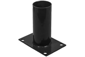 Gardenode Easy CLÔTURE Support pour Poteau Rond Platine de Fixation diamètre 60 mm Acier galvanisé Maille 50 x 50 Noir
