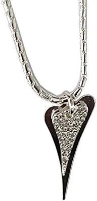 Miss Dee Silver Plated Long Necklace with 2 Solid and Diamante Hearts New 1800536