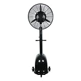 Ventilateur de brumisation, Ventilateur de pulvérisation sur piédestal oscillant avec 3 vitesses, Ventilateur de plancher permanent à oscillation puissante industrielle, Idéal pour les patios