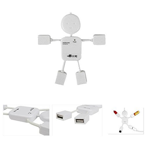 SODIAL(R) WEISS Vier Anschluss Schnelle Geschwindigkeit USB 2.0 / USB 1.1 ‚Smiley‘ Hub Mann fuer den Einsatz mit Desktops / Laptops / Notebooks / Netbook / iMac / Macbook - 2