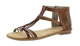 Rieker 64225 Damenschuhe Damen Frauen Sandalen,Schaftsandalen,Sandalette,Sommerschuh,bequem,flach,Reißverschluss