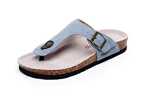 Hombre Mujer Zuecos Sandalias Unisex Adulto Chanclas Vestir Punta Descubierta Corcho Zapatillas Playa Verano Casa Zapatos(Azul,35 EU,22CM De talón a dedo del pie,36 Talla del fabricante