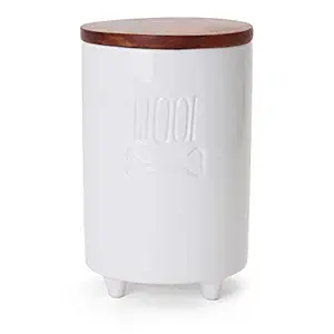 Milltown Merchants Dog Treat Jar - Dog Treat Container w/ Lid - Dog Cookie Jar - White Ceramic Jar - Dog Treat Canister - Dog Treat Holder - Dog Food Storage Jar (Dog - White)