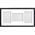 Frame Allington Range 20 x 10 Inches Black Picture Photo Frame with White 3-Aperture Mount for Image Size 7 x 5 Inches (PLP)