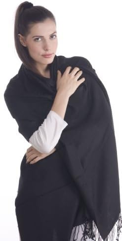 Premium Viscose Pashmina Shawl Stole Wrap Scarf in Black (28X78) " "