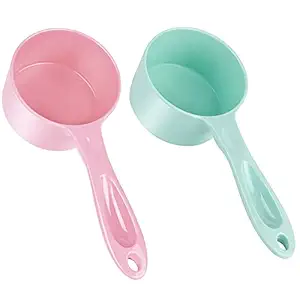 Super Design Sturdy Melamine Food Scoop for Dogs Cats Birds, Measuring Cup, Long Comfortable Handle, Half Cup,Pack of 2