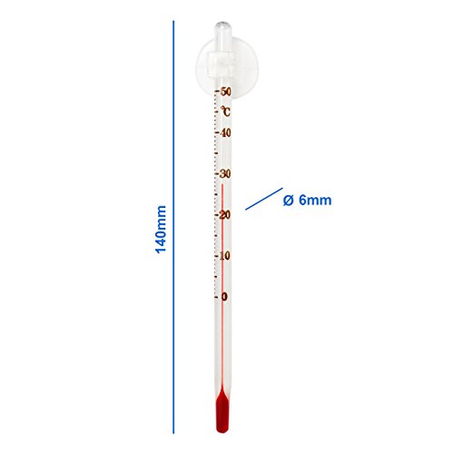 3 Stück Set Universal Glas Thermometer aus Deutscher Herstellung . Glasthermometer mit roter Weingeistfüllung Temperatur Anzeige 0 bis 40 °C - 3