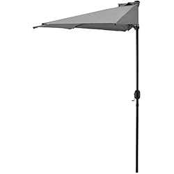 [casa.pro] demi-parasol (Ø300cm) (gris) parasol à manivelle / parasol de marché / parasol de jardin / en demi-cercle