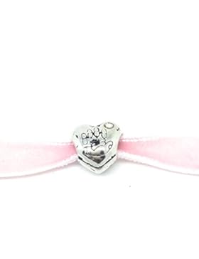 Kleines Herz mit rosa Samt Kropfband Choker 10mm von der Münchner Glitzerwelt