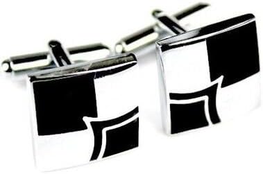 Men's Black &amp; Silver Design Cufflinks