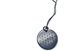 TENET - Piedra de shungita natural 100% Rusia (colgante flor de la vida 30 mm)