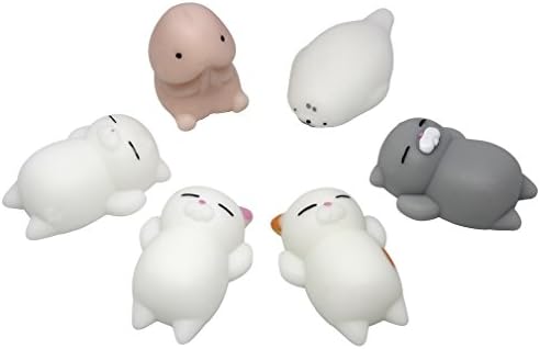 Gold Pear Pack of 6 Squishy Cat Toys, Mini Cute Healing Toys Soft Animal Tricky Toys Props Squeeze Stress Reliever Phone Decor Gift for Kids Boys Girls Adults Women Men