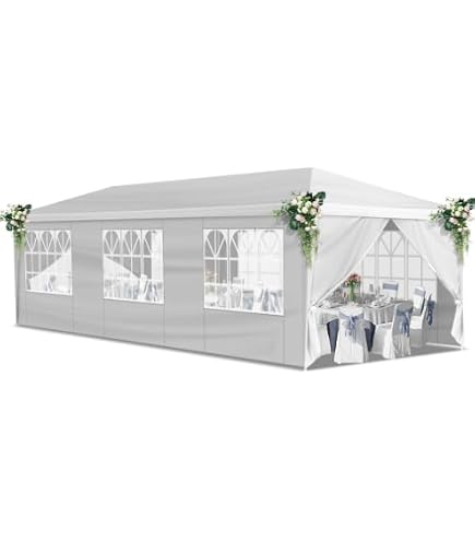 Carpa De Jardín 3x3 M Blanca – Impermeable, Con Paredes Laterales Desmontables Y Ventanas