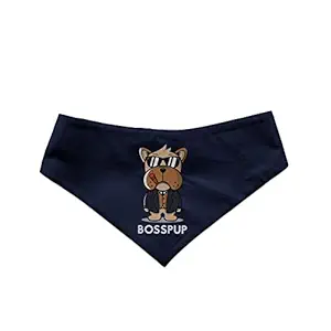 Ruse Reversible Dog Bandana Bosspup Printed 100% Cotton Navy and Black Currant Striped/Dog Scarf/Dog Gift Adjustable Snap Button for Dogs/Large