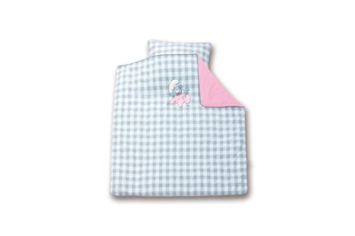 Baby Boum 80 x 80cm Crib Duvet Set with Smurf Appliqué (Pink)