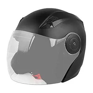 O2 PROX Open Face Helmet with Clear Scratch Resistant Visor & Adjustable Strap Head Protector for Bike Motorcycle Scooty Unisex Men Girl Women Riding (2G, Black, M)