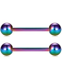 Piercing Lingua E Capezzolo Acciaio Inox 316L - Barbell Dritto 14G 12/14/16mm - 5 Paia - Foto 9