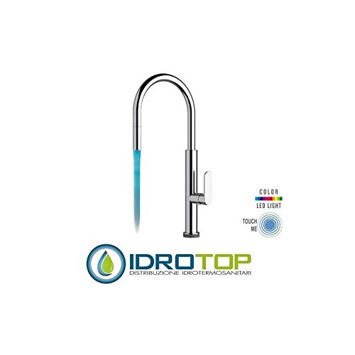 Touch-Me Light Gourmet Sink Mixer Single Lever Swivel Touch-me, Mouth, Round Base, Pull-Out Shower with LED Light C