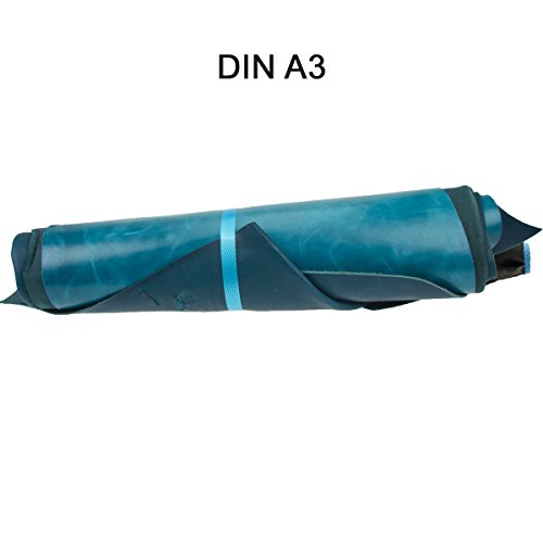 Lederreste Lederstücke extragroß A3 1kg Varianten von blauen Farbtönen , alle Stücke mind. DIN A3 groß von Langlauf Schuhbedarf