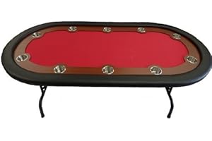 Redtooth Poker 10 Player Poker Table | Includes Stainless Steel Cup Holders Red Speed Cloth Padded Armrest and Foldable Metal Legs | 204 x 100 x 77 cm