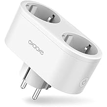 Presa Intelligente WiFi OxaOxe Doppio Presa remota, Compatibile con Google Home/Amazon Alexa/IFTTT, Controllo Remoto Funzione Misura consumo energetico 16A（1 pack)