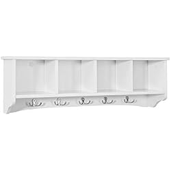 SoBuy FRG48-L-W Penderie mural Portemanteau Étagère murale Porte-manteau salle de bain Meuble d'entrée - Blanc