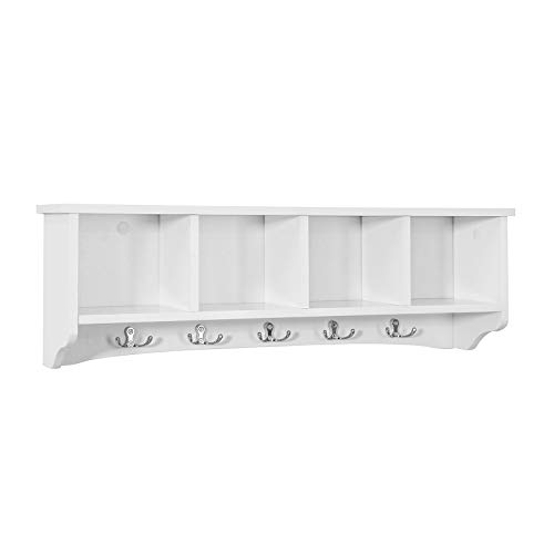 SoBuy FRG48-L-W Penderie mural Portemanteau Étagère murale Porte-manteau salle de bain Meuble d'entrée - Blanc