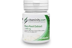 Vitaminity Maca Root Extract, Integratore Alimentare per Aumentare i Livelli di Energia e il Benessere Fisico, Migliora la Capacità di Concentrazione e la risposta allo stress - Formato da 90 Capsule