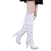 Produktbild Geili Damen Overknees Stiefel mit Pfennigabsatz Frauen Elegante Langschaft Plateau High Boots Winterschuhe High Heels Lederstiefel Stöckelschuh Hohe Schnürstiefel Abendschuhe