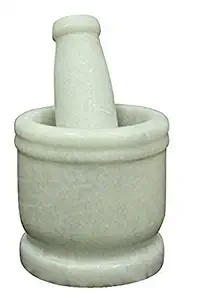 Adishakti International Marble Mortar & Pestle Sets/Kharal/Khalbatta/Imam Dasta/Ohkli Musal/Idi Kallu/Khal Musal/Spice Grinder/okhli Masher/Spice Masher for Home.