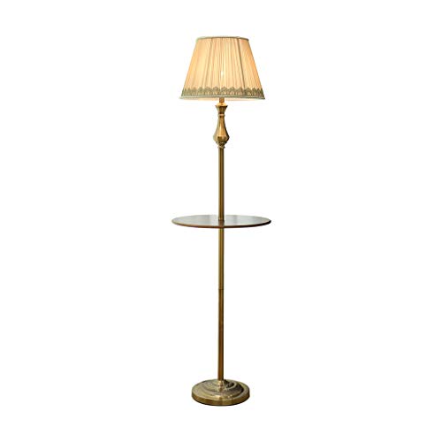Preisvergleich Produktbild SMQ Couchtisch Stehlampe - Wohnzimmer einfache moderne Schlafzimmer Nachttischlampe Ablage Tablett Studie vertikale Stehleuchte (Color : Beige -remote switch)