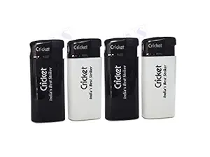 US24 Pack of Cricket Lighters - Electronic Mini Black/White - Set of 4 (2 Black & 2 White)
