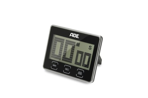 ADE Digitaler Küchentimer TD 1203 mit extra großem XL LCD-Display. Elektronischer Kurzzeitmesser mit Countdown und Stoppuhr, Sensor-Tasten, Standfuß und Magnet-Aufhängung. Akustisches Signal. Eieruhr - 2