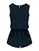 Allegra K Women Round Neck Elastic Waist Cut Out Back Summer Romper Navy Blue L