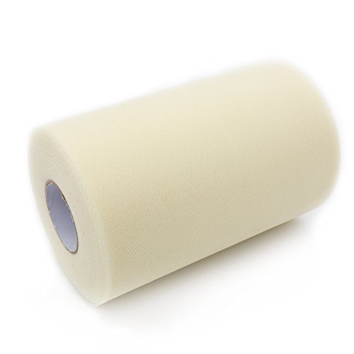 BITFLY 6 Inch x 100 Yards (300FT) Tulle Roll Spool Crochet Tube Top Tutu Party Wraping Crafts Bridal Bow Skirt Dress Wedding Decor Sewing Crafts Fabric Party Decoration Bow Ribbon Table Sashes