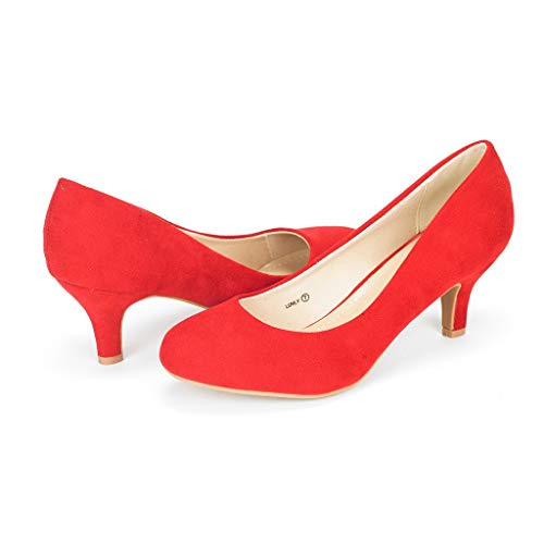 DREAM PAIRS LUVLY Zapatos de Tacón para Mujer Rojo 37.5 EU/6.5 US