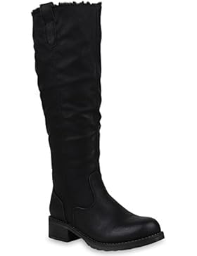 Stiefelparadies Warm gefütterte Stiefel | Damen Winterstiefel | Damen Boots Schnallen | Profilsohle Schuhe | Kunstfell...